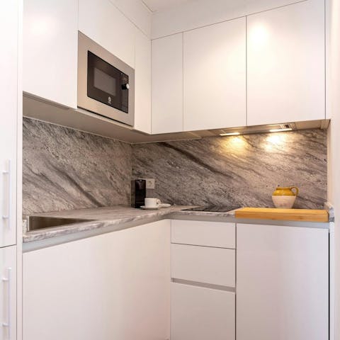 Whip up breakfast in the sleek kitchen or go out for churros