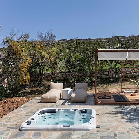 While away the hours in the soothing warmth of the jacuzzi