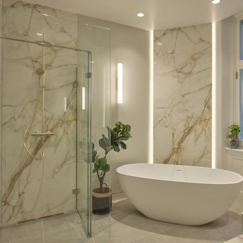 Enjoy a relaxing soak in the tub after a day of sightseeing