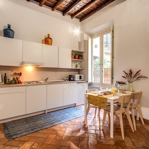 Share a leisurely breakfast around the Scandi-style breakfast table