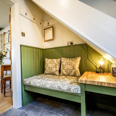 Steal a quiet moment to yourself and curl up with a book in the quaint reading nook