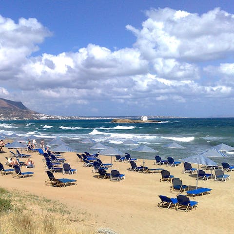 Take a 600-metre stroll to Malia beach and breathe in the sea air