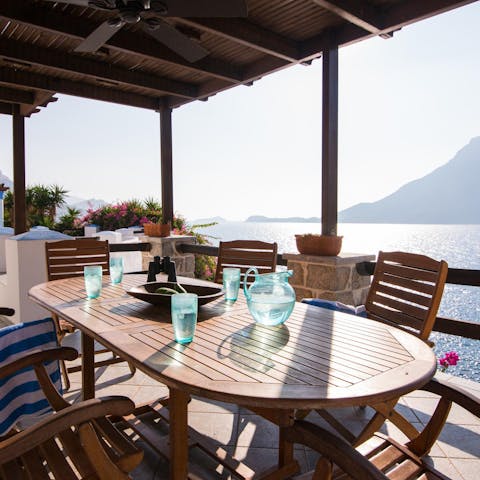 Enjoy dinner with a view on the waterfront terrace