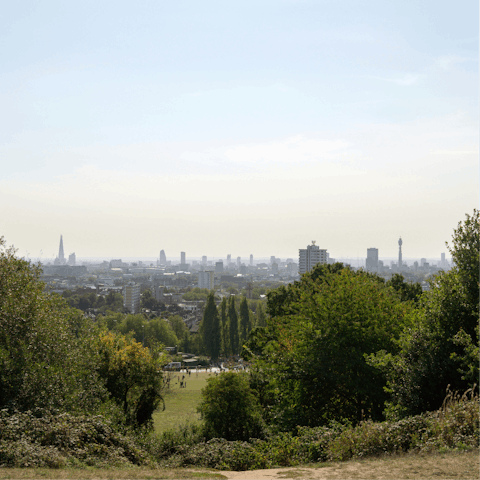 See the London skyline from Hampstead Heath