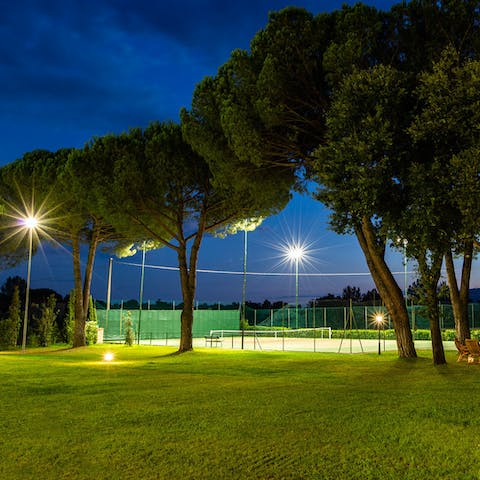 Play tennis day and night on the private floodlit courts – lessons are available on request