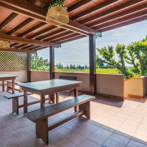 Enjoy delicious Italian meals served on the terrace