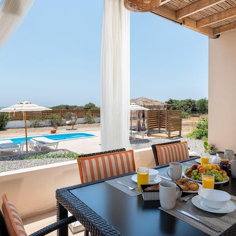 Enjoy a long lunch while socialising on the shaded terrace