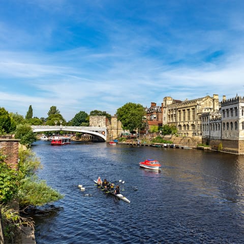Follow the New Walk path down the River Ouse, only nine minutes on foot from your front door