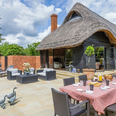 Embrace the sunshine with meals on the private patio