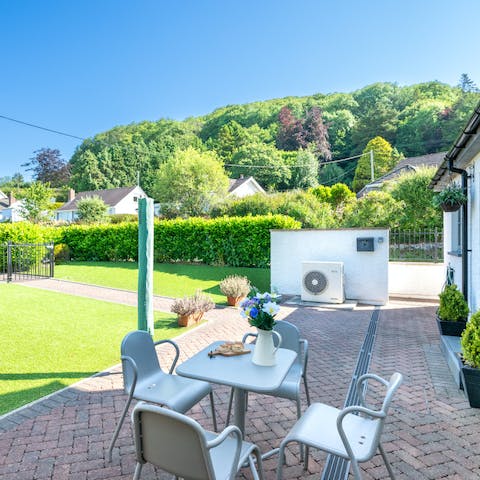 Soak up the Welsh sunshine in the gorgeous front garden
