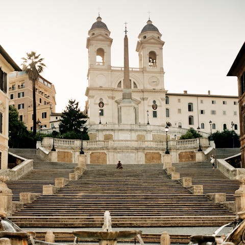 Walk for five minutes down the fashionable Via dei Condotti to the Spanish Steps