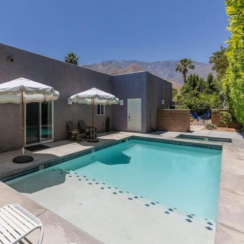 Soak in the mountain view from the private pool