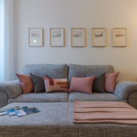 Get comfy on the sofa after a day hiking or biking