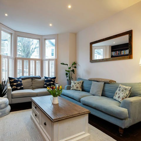 Swap stories from the day in the cosy living room