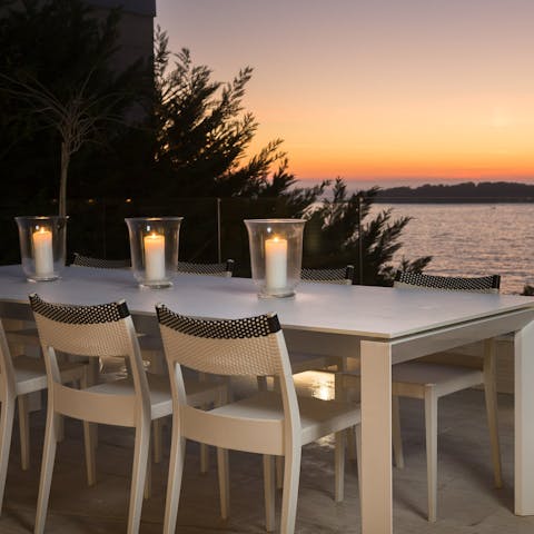 Dine alfresco as the sun is setting