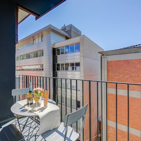 Head out onto the balcony with your morning espresso and a bowl of bircher