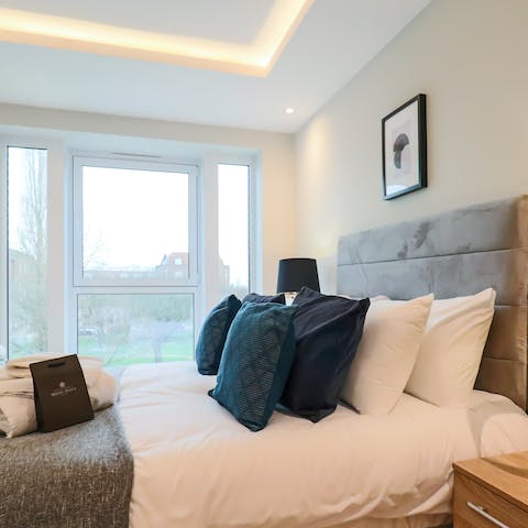 Get a good night's rest in the plush bedroom