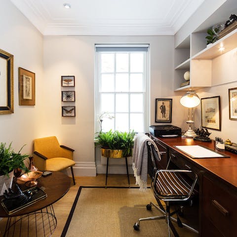 Catch up on work at the home office space provided