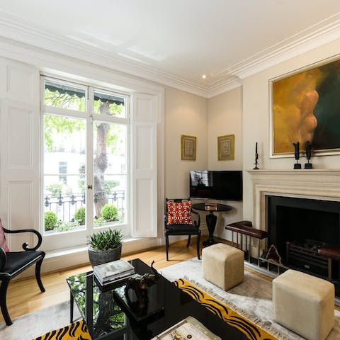 Relax in the snug living area after a busy day exploring the city