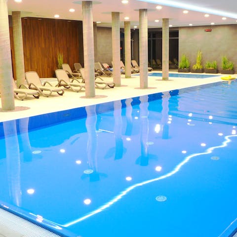 Take a dip in the communal indoor pool