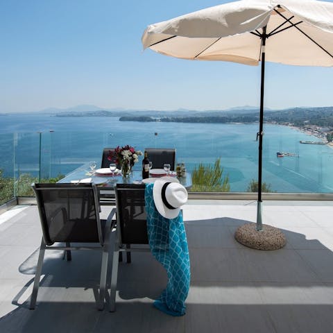 Enjoy a Greek salad at the alfresco dining table