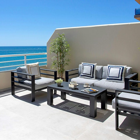 Relax on the terrace with its stunning sea backdrop