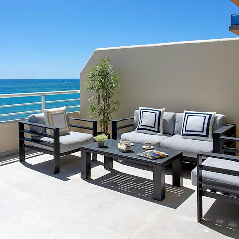 Relax on the terrace with its stunning sea backdrop