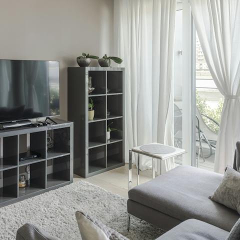 Get cosy in the bright living room