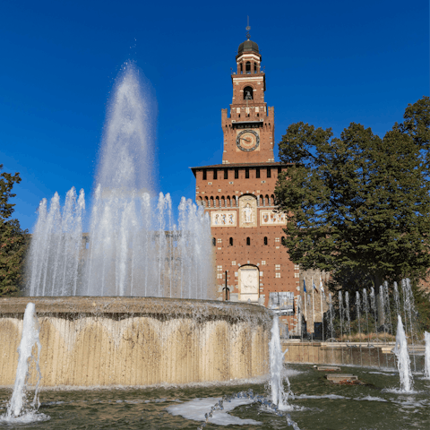 Take a twenty five minute stroll south to Sforzesco Castle