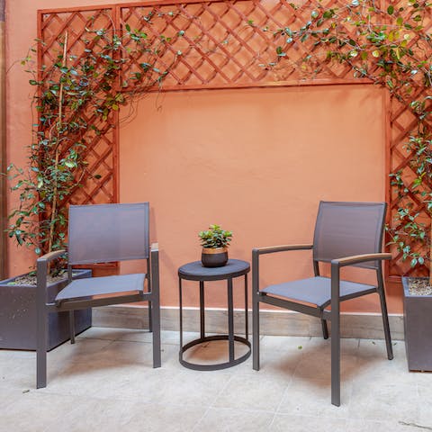 Enjoy sunset drinks on the private terrace