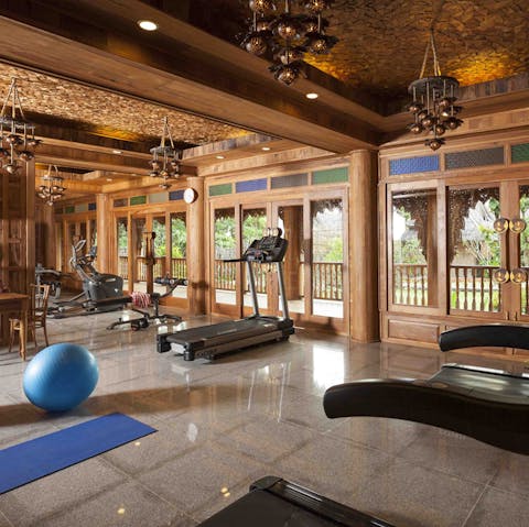 Stay on top of your fitness goals with a workout in the communal gym