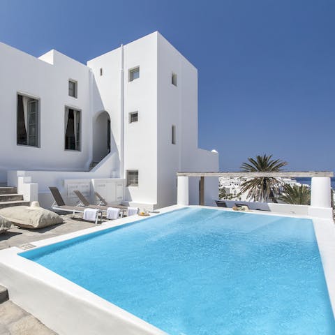 Swim in the private pool to beat the Greek heat