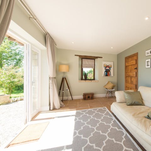 Relax in the bright and sunny garden room