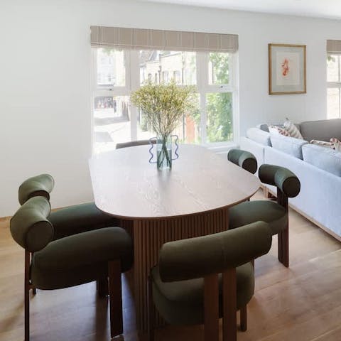 Dine in style and draw up plans in the living and dining area