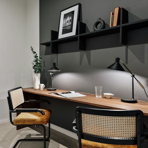 Catch up on emails in the separate office area