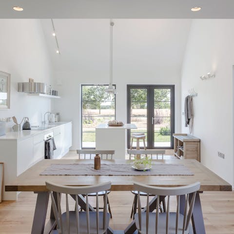 Enjoy a glass of English fizz at the dining table