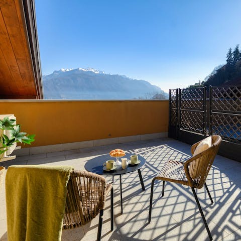 Admire the mountain views from the roof deck