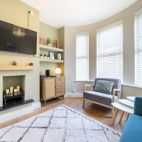 Take a moment to relax in the neat living space before heading out to dinner