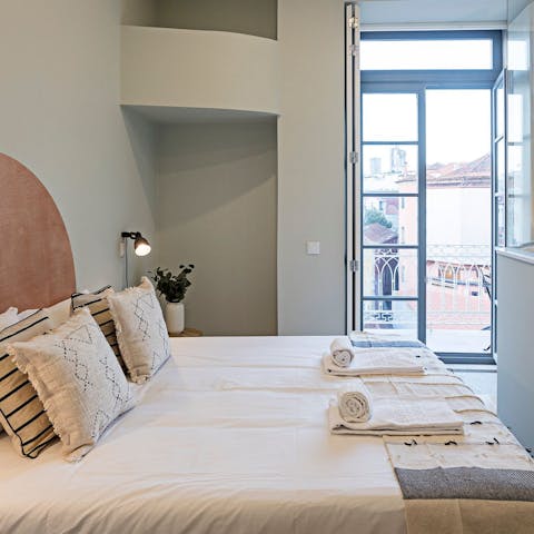 Step out of bed onto the balcony in the morning for a cup of coffee