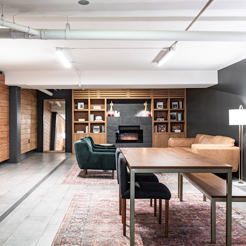 Work in style in the building's communal lounge