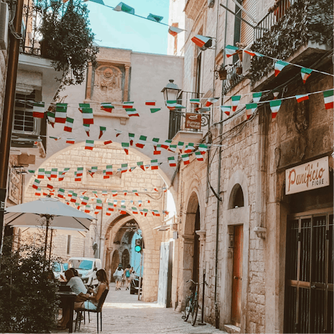 Browse boutiques and bars in the cobbled streets of Bari's Old Town