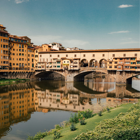Take a five minute stroll south to the storied Ponte Vecchio
