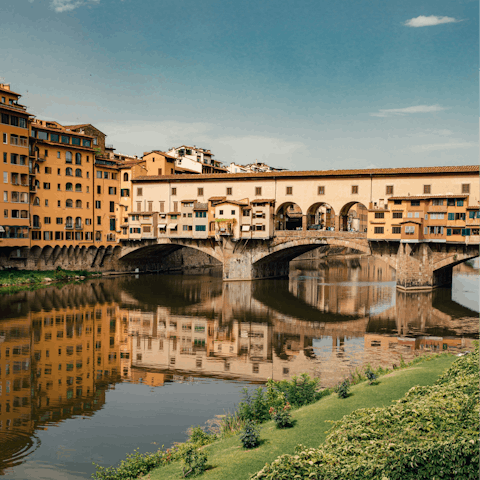 Take a five minute stroll south to the storied Ponte Vecchio