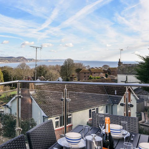 Enjoy a glass of bubbly on the sea-facing terrace