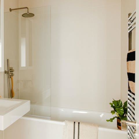Enjoy soaking in the bathtub after a long day in the city