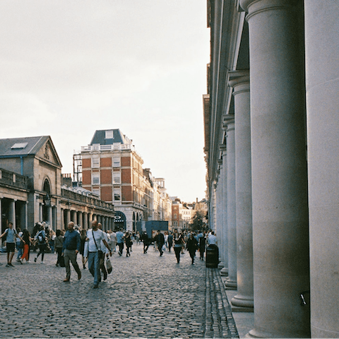 Spend an afternoon exploring the cobbled streets of Covent Garden – a thirty–minute walk away