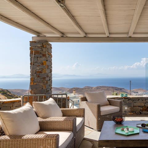 Open a bottle of wine and watch the sunset from your comfortable terrace