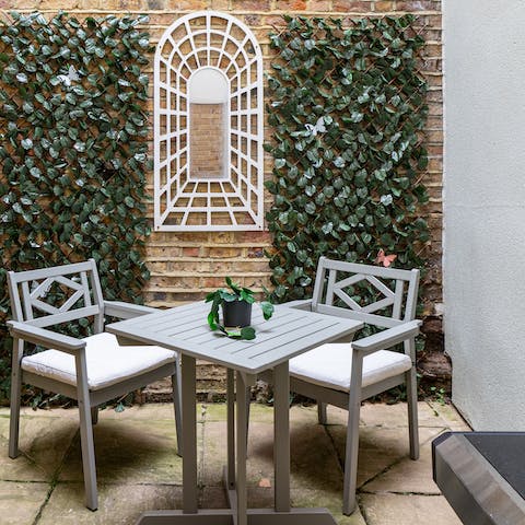 Have a cup of coffee or a barbecue supper out on the patio