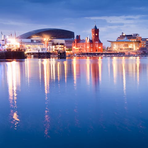 Spend your evening at Cardiff Bay – it's a ten-minute drive away