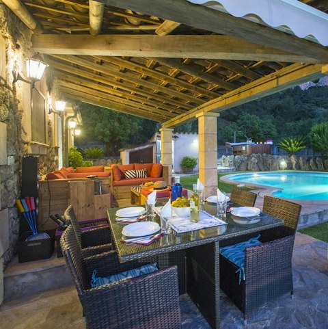 Enjoy the fruits of your labour at the alfresco poolside dining area, before retiring to the adjacent sofas for a nightcap